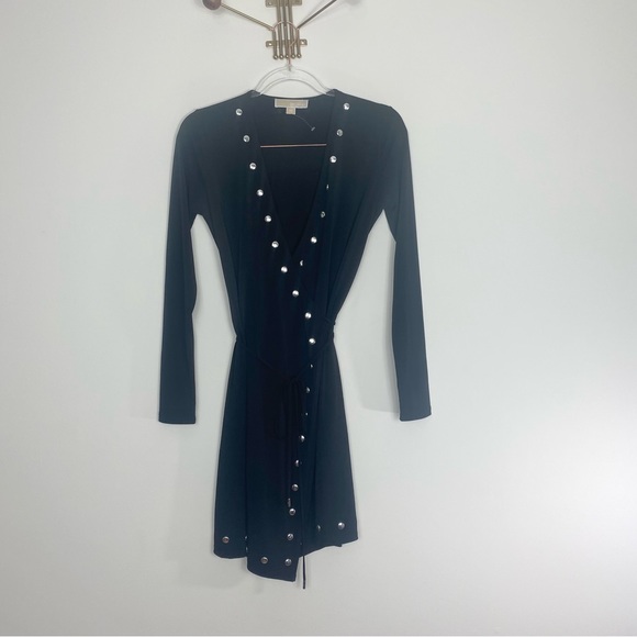 MICHAEL MICHAEL KORS NLACK EMBELLISHED WRAP-DRESS - Picture 7 of 11